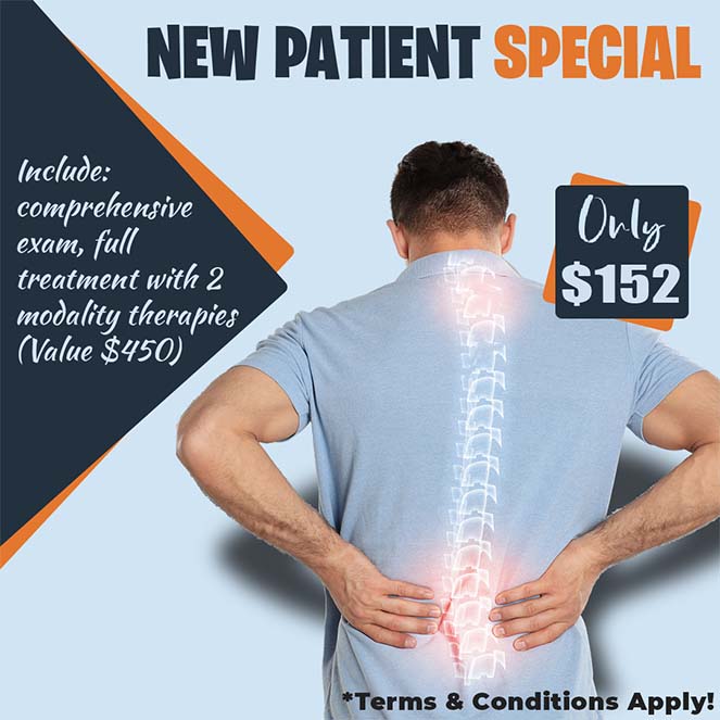 $152 comprehensive exam, full treatment with 2 modality therapies (Value $450)